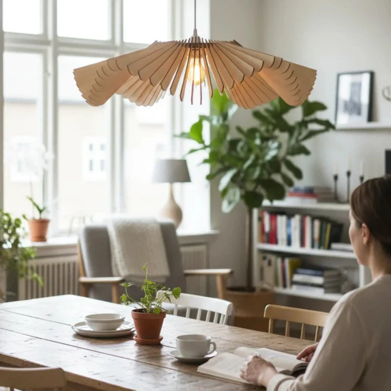 Suspension luminaire au design floral - Rose - Image 11