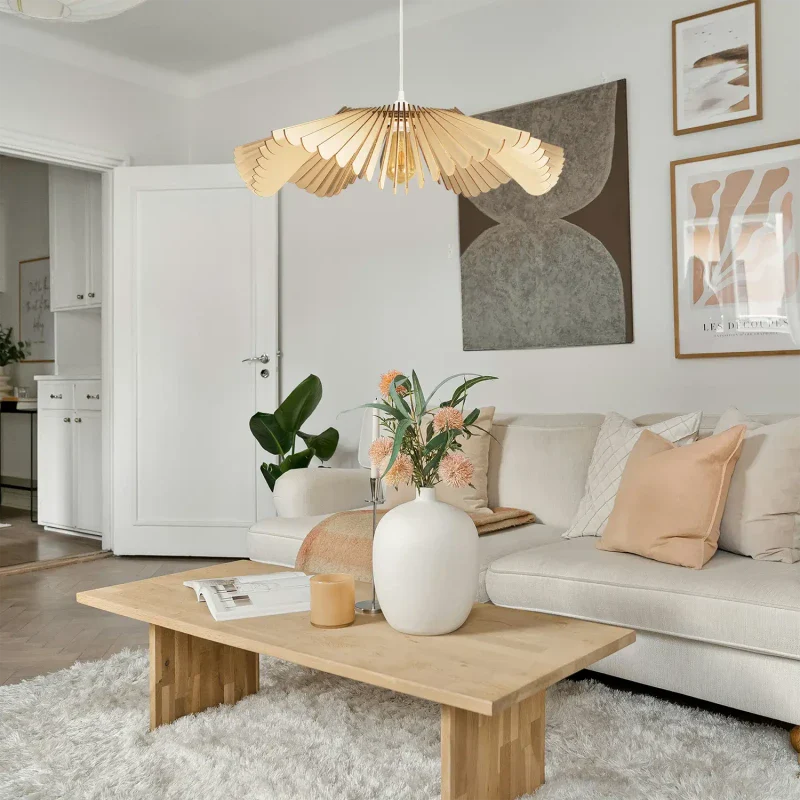 Suspension luminaire au design floral - Rose - Image 12