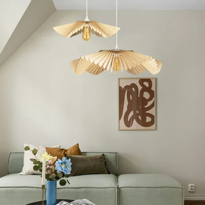 Suspension luminaire au design floral - Rose - Image 3