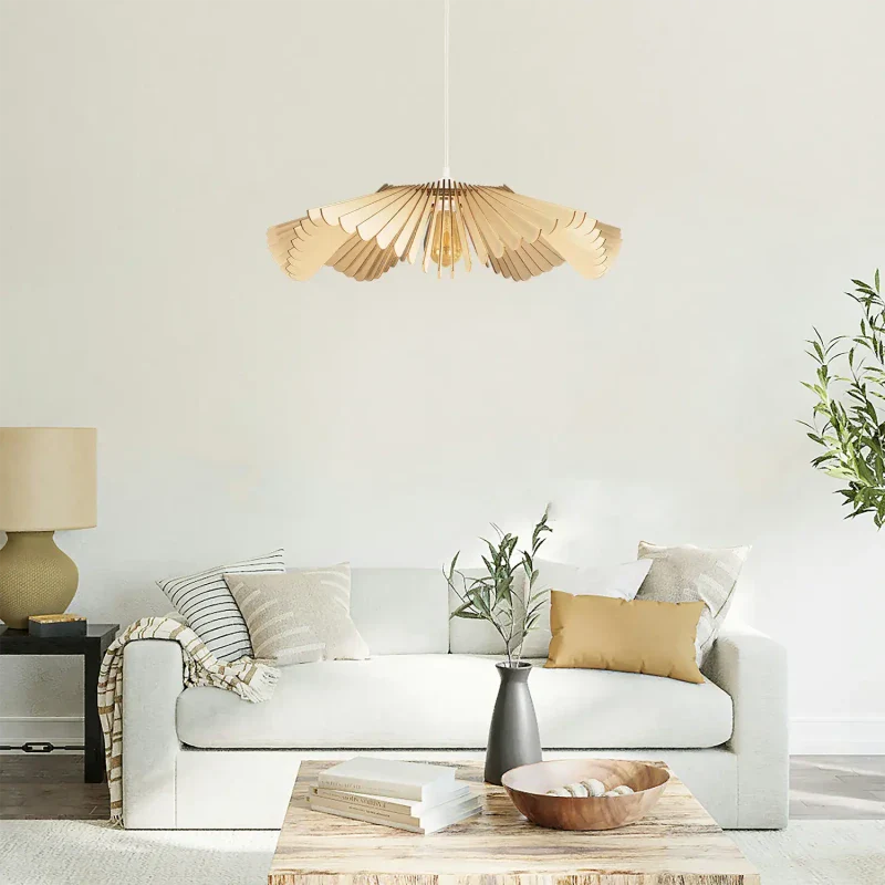 Suspension luminaire au design floral - Rose - Image 5
