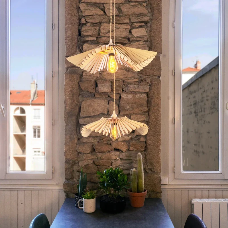 Suspension luminaire au design floral - Rose - Image 7