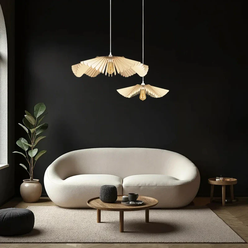Suspension luminaire au design floral - Rose - Image 8