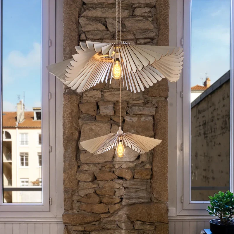 Suspension luminaire au design floral - Rose - Image 9