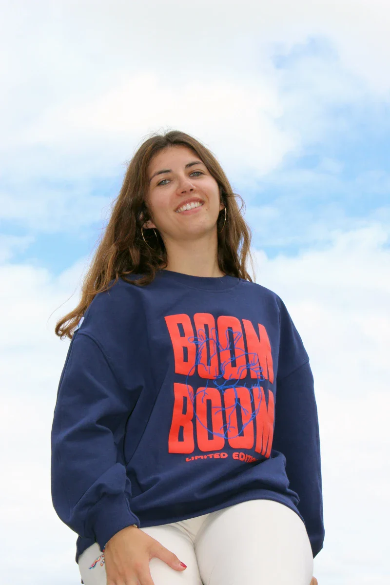 Sweat Bleu Marine - "Boom boom"