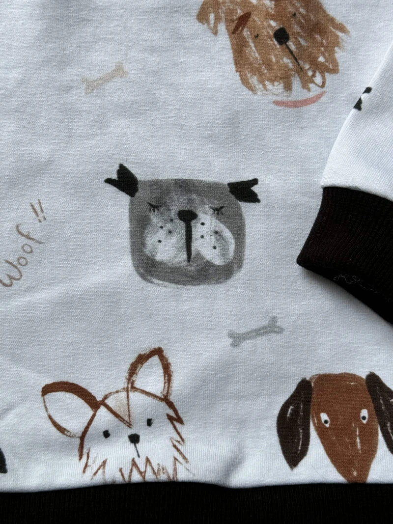 Sweat pour Bébé et Enfant - Fait Main, Imprimé Chiens, Blanc - Image 2