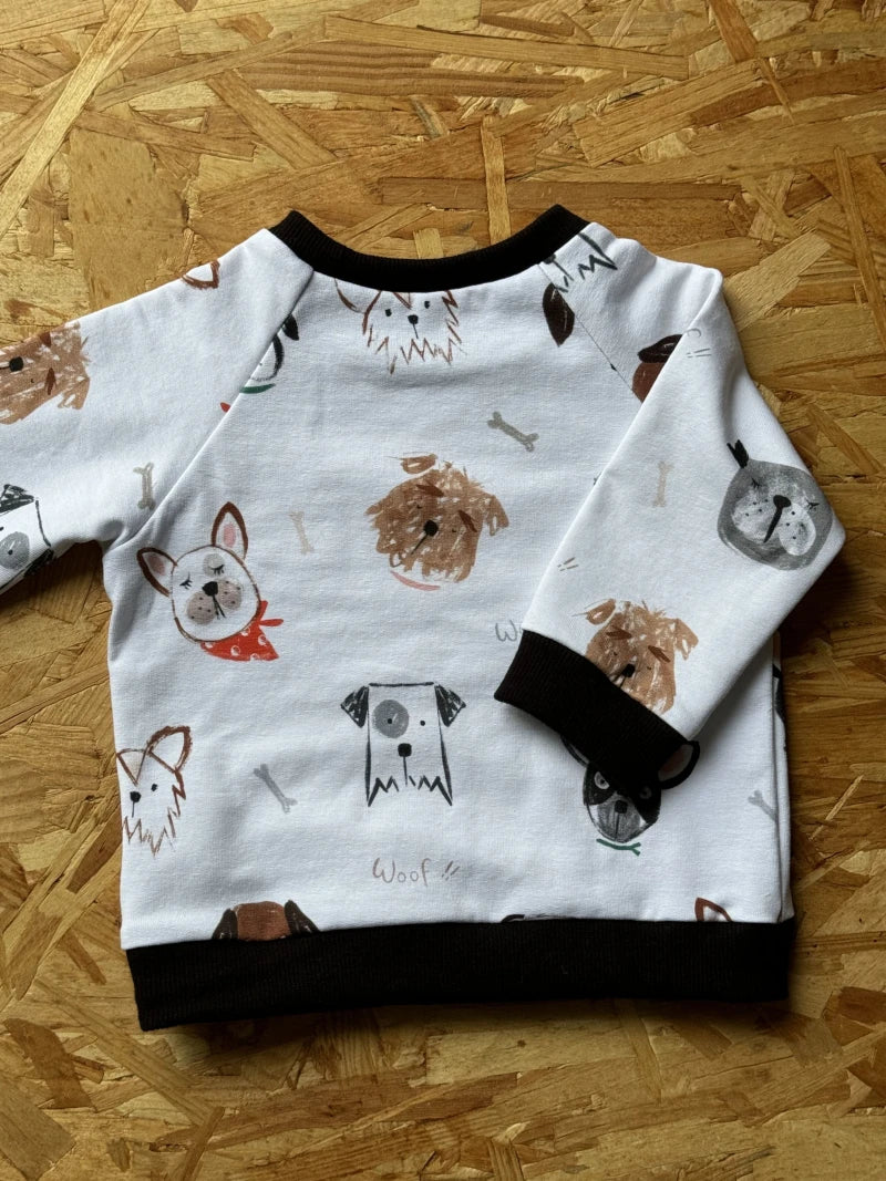 Sweat pour Bébé et Enfant - Fait Main, Imprimé Chiens, Blanc - Image 3