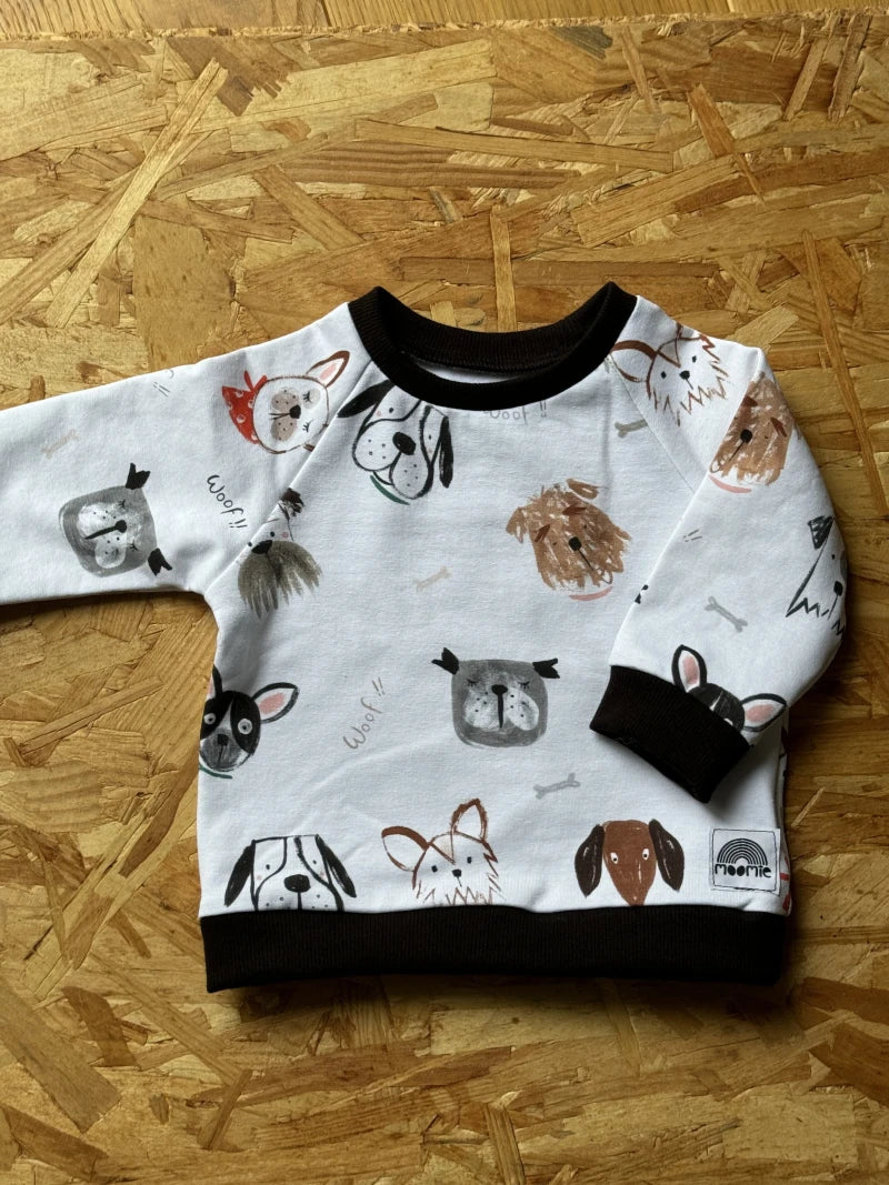 Sweat pour Bébé et Enfant - Fait Main, Imprimé Chiens, Blanc - Image 4
