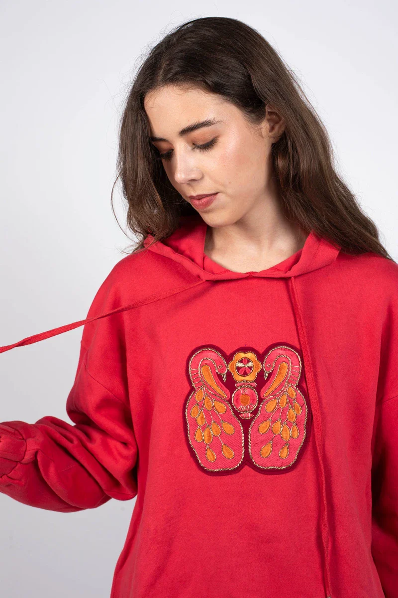 Sweat Rouge unisexe en coton bio - Image 2