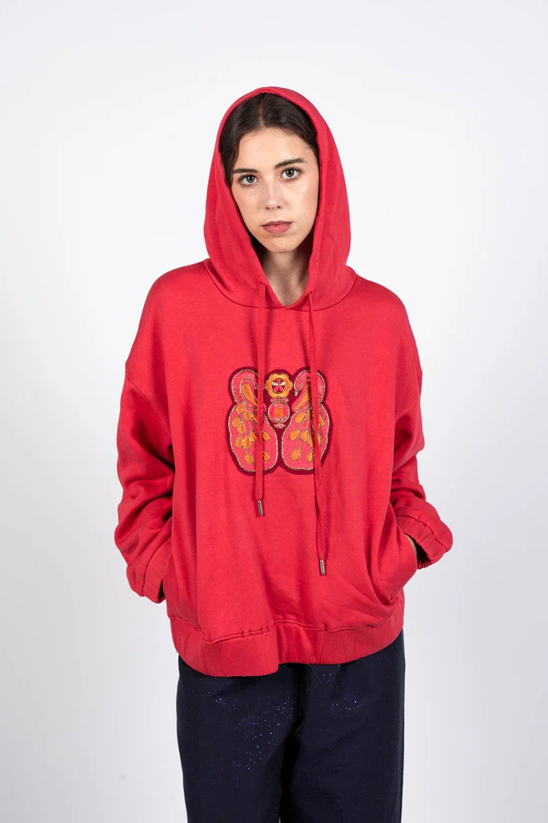 Sweat Rouge unisexe en coton bio - Image 3