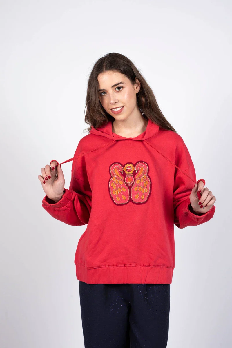 Sweat Rouge unisexe en coton bio - Image 4