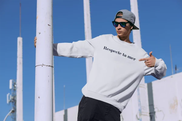 Sweat-shirt unisexe en coton bio - Respecte ta mer - Image 4