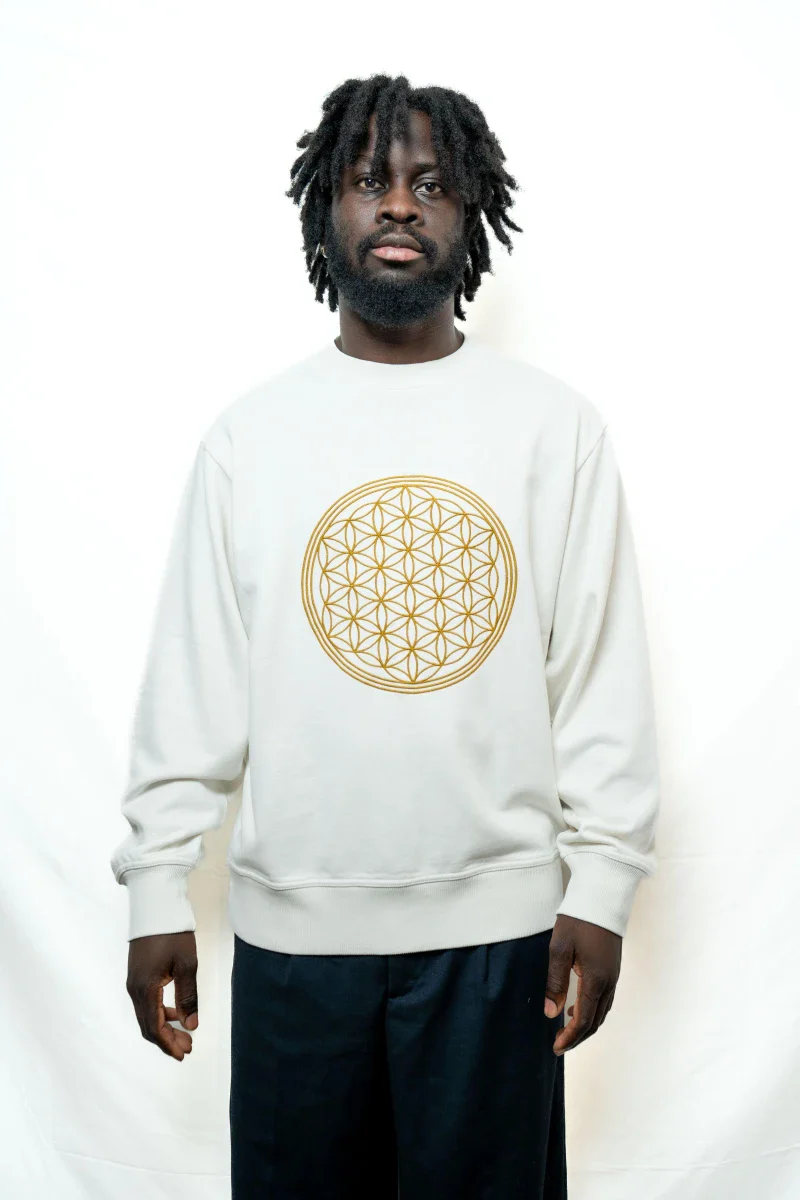 Sweat unisexe brodé en Coton Bio - Fleur de vie - Image 17