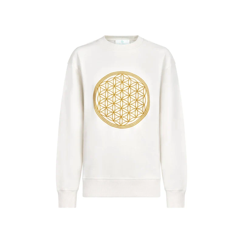 Sweat unisexe brodé en Coton Bio - Fleur de vie - Image 6