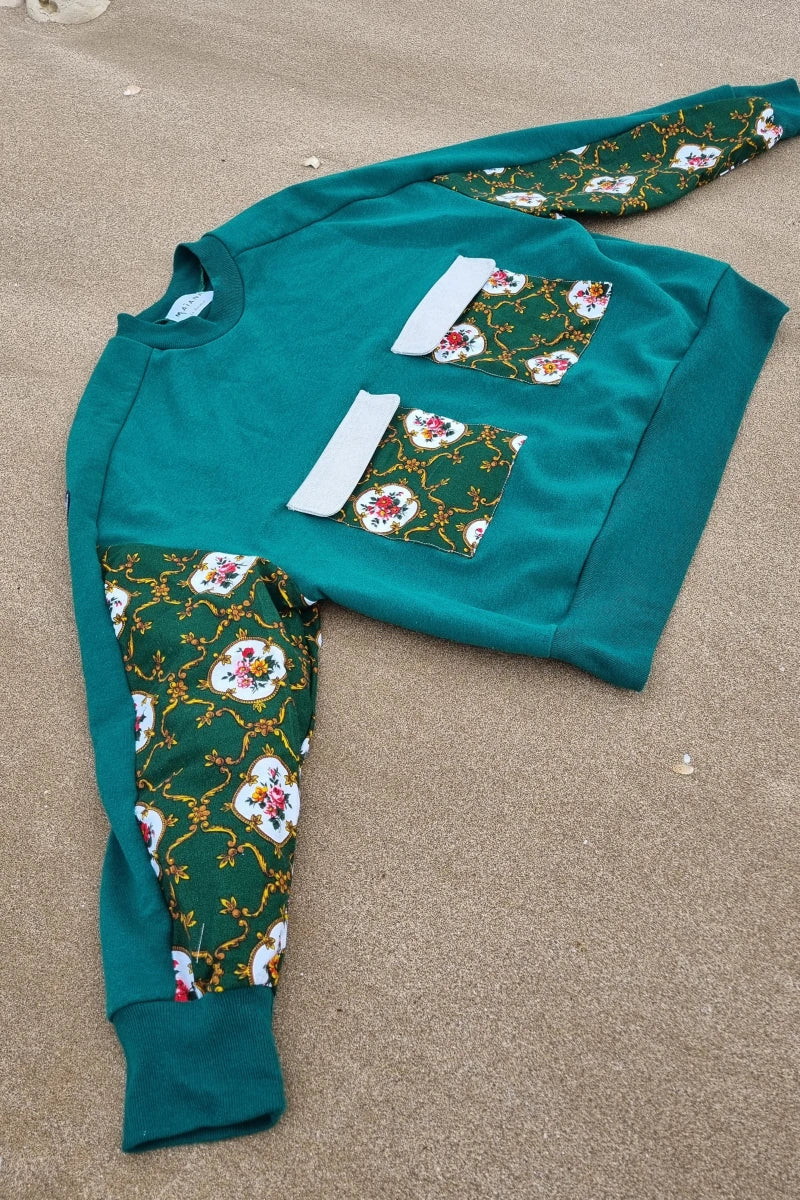 Sweat vert fait main - Marguerite - Image 2
