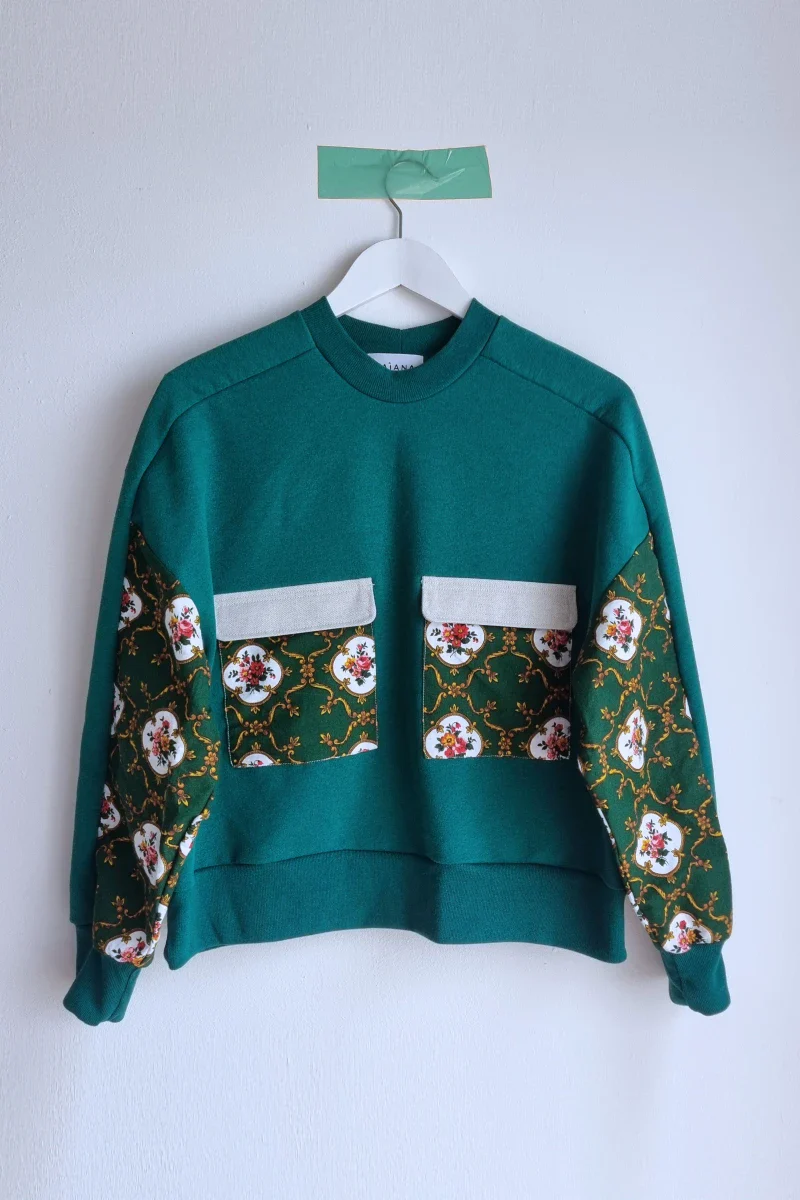Sweat vert fait main - Marguerite - Image 3