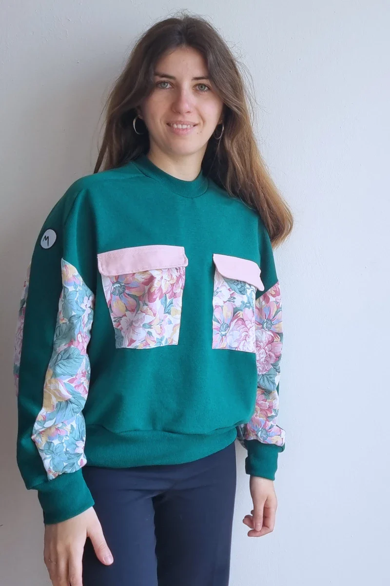 Sweat vert rosiers en tissus recyclés - Marguerite