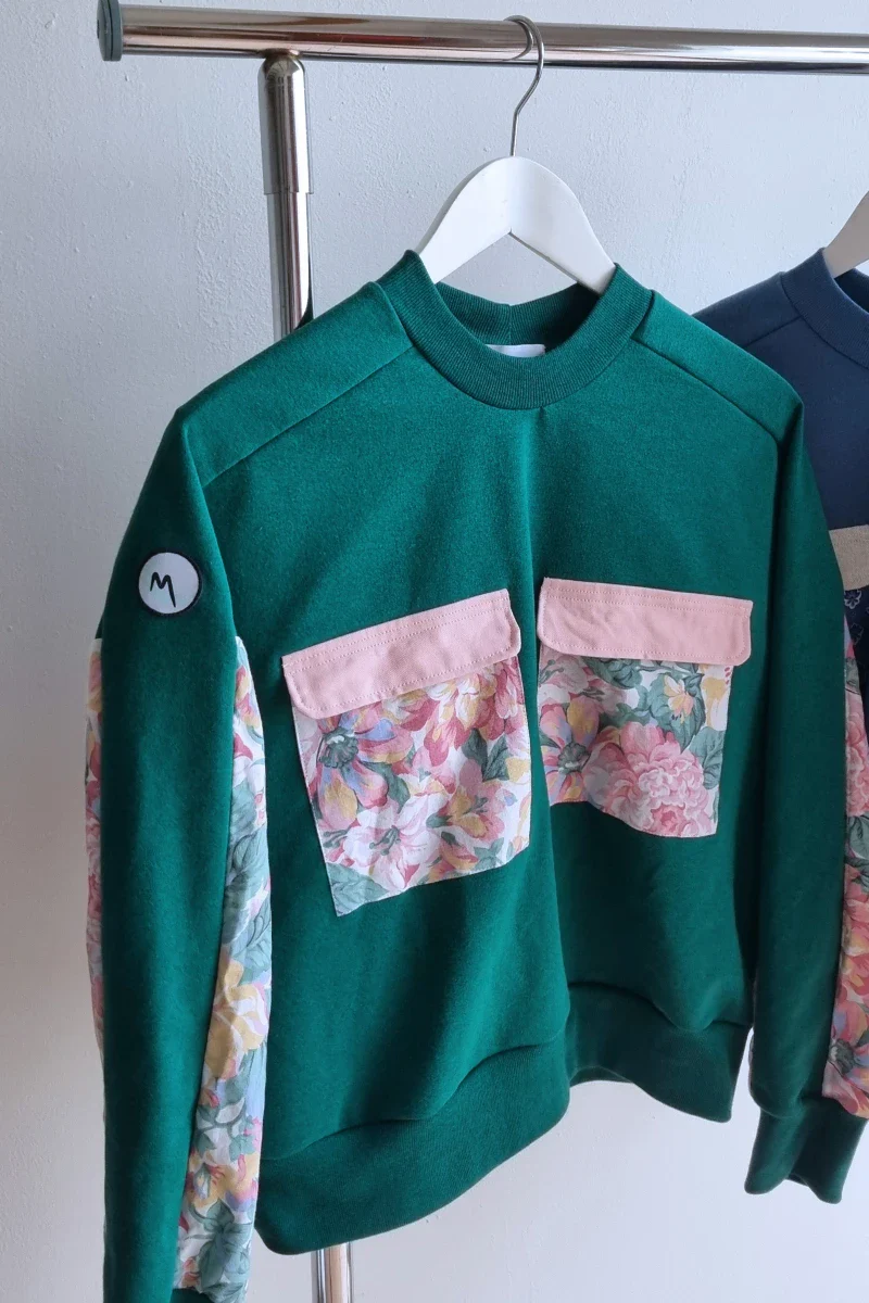 Sweat vert rosiers en tissus recyclés - Marguerite - Image 3