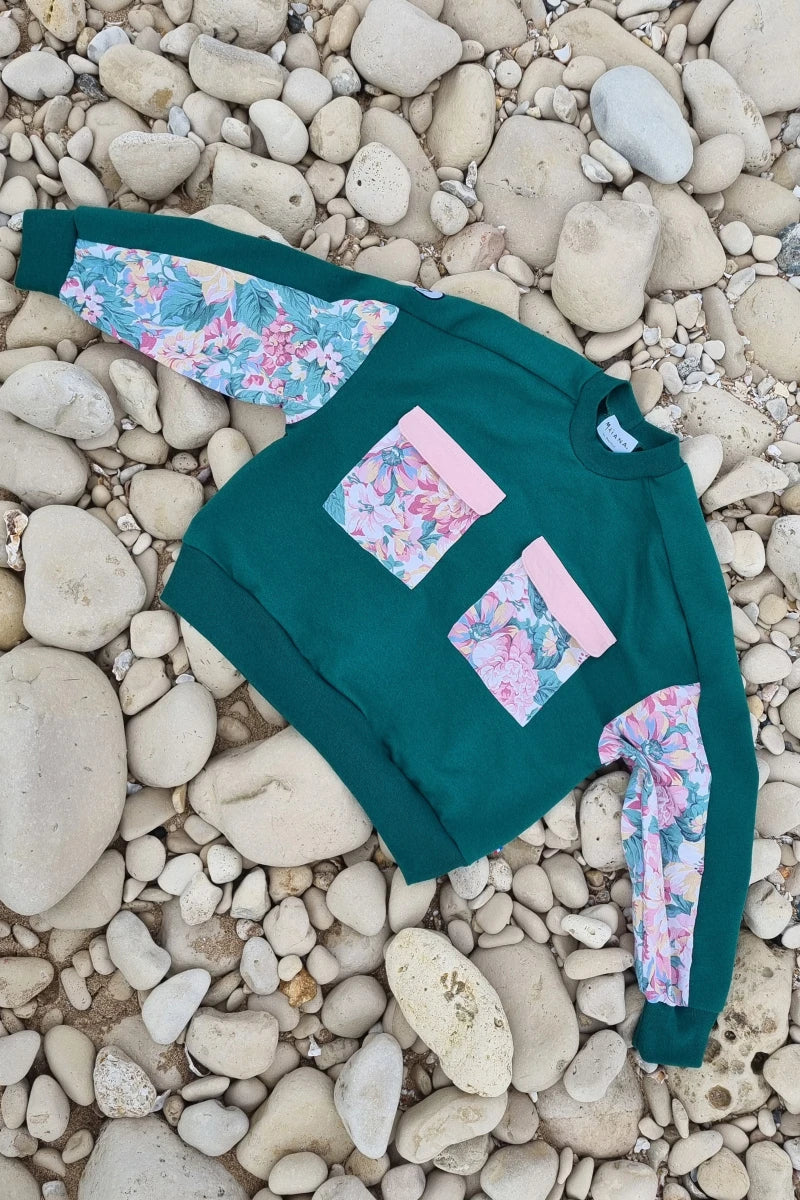 Sweat vert rosiers en tissus recyclés - Marguerite - Image 5