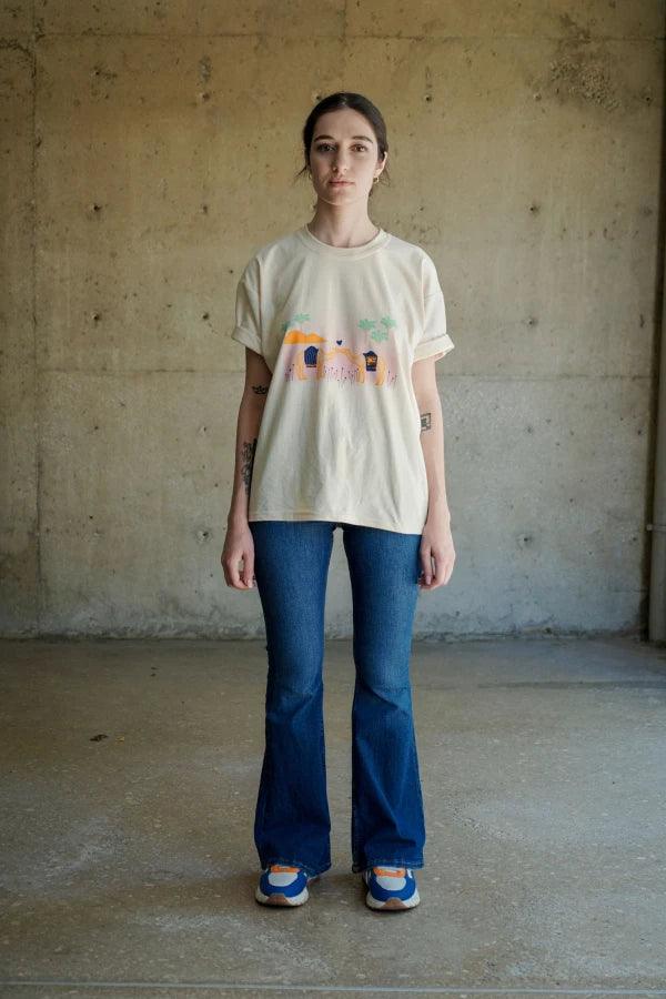 T-shirt beige en coton bio fait main - Dromamour - Image 4