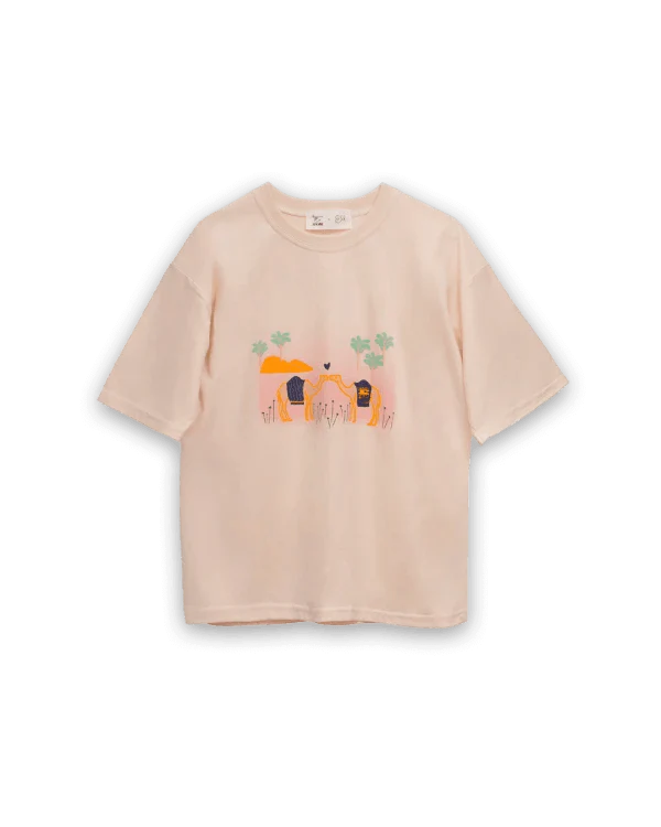 T-shirt beige en coton bio fait main - Dromamour - Image 6