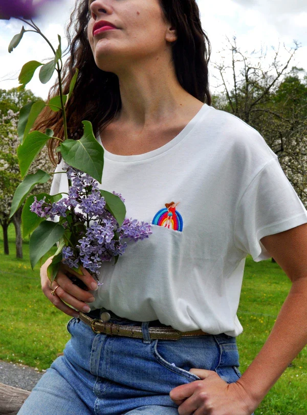 T-shirt blanc Rainbow Girl & Man - Image 4