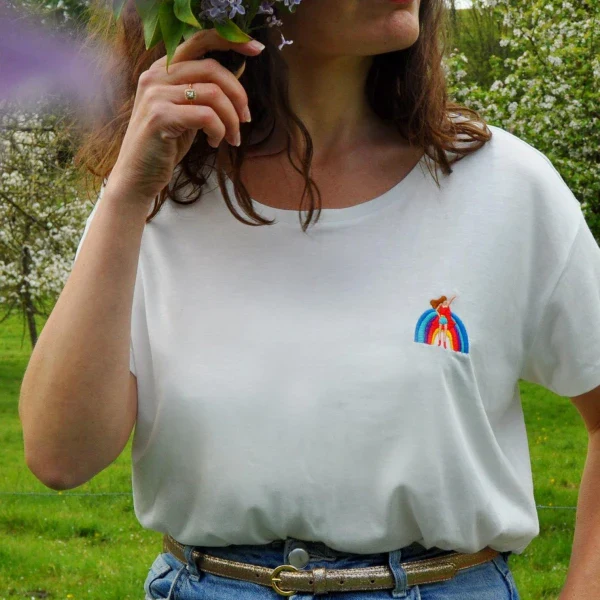 T-shirt blanc Rainbow Girl & Man - Image 5