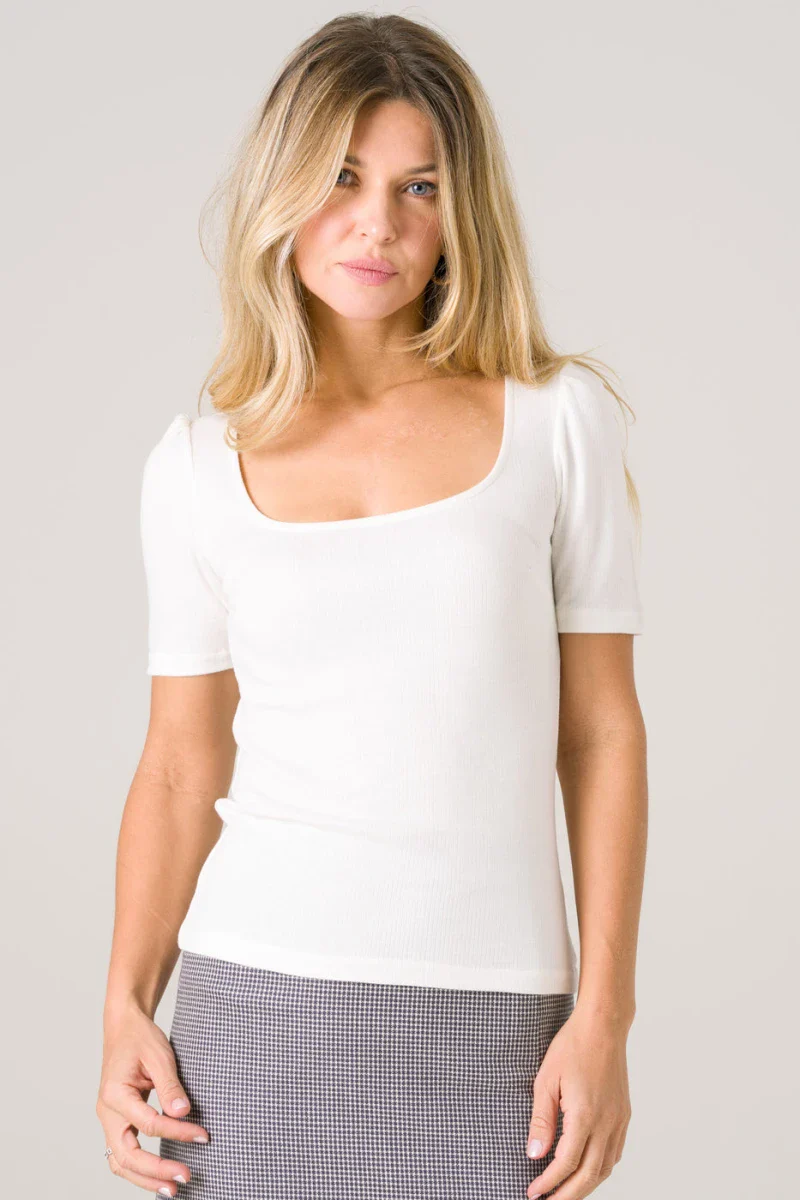 T-shirt col carré blanc - Hoya - Image 10