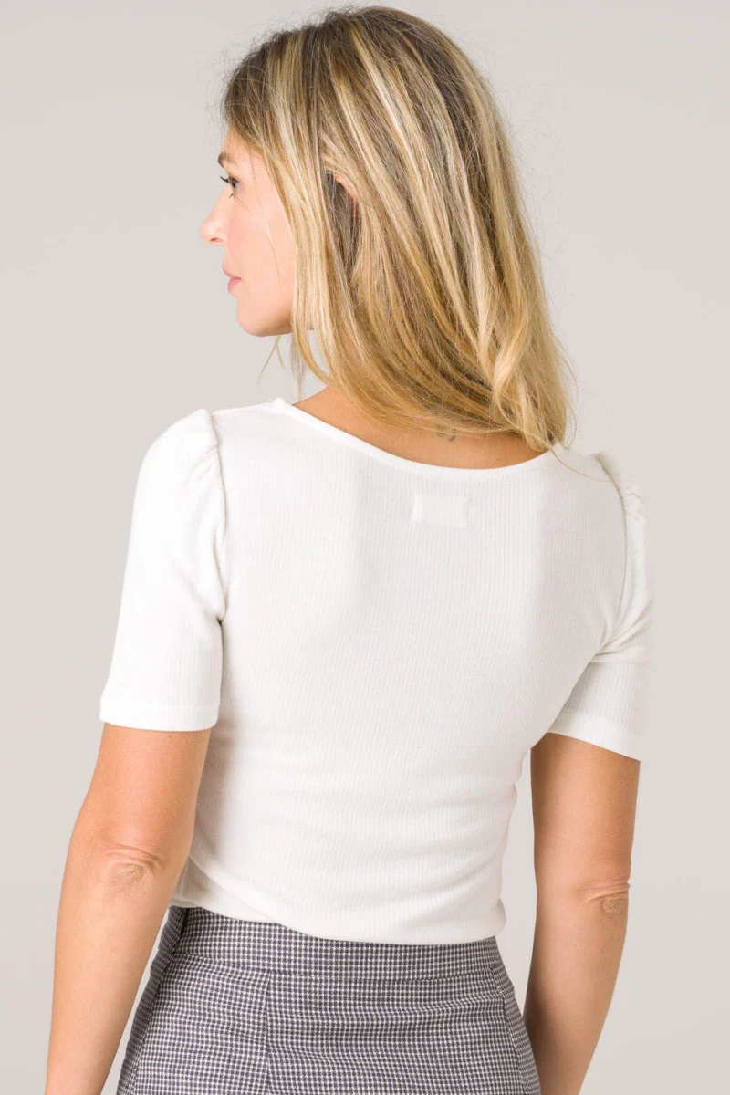 T-shirt col carré blanc - Hoya - Image 11