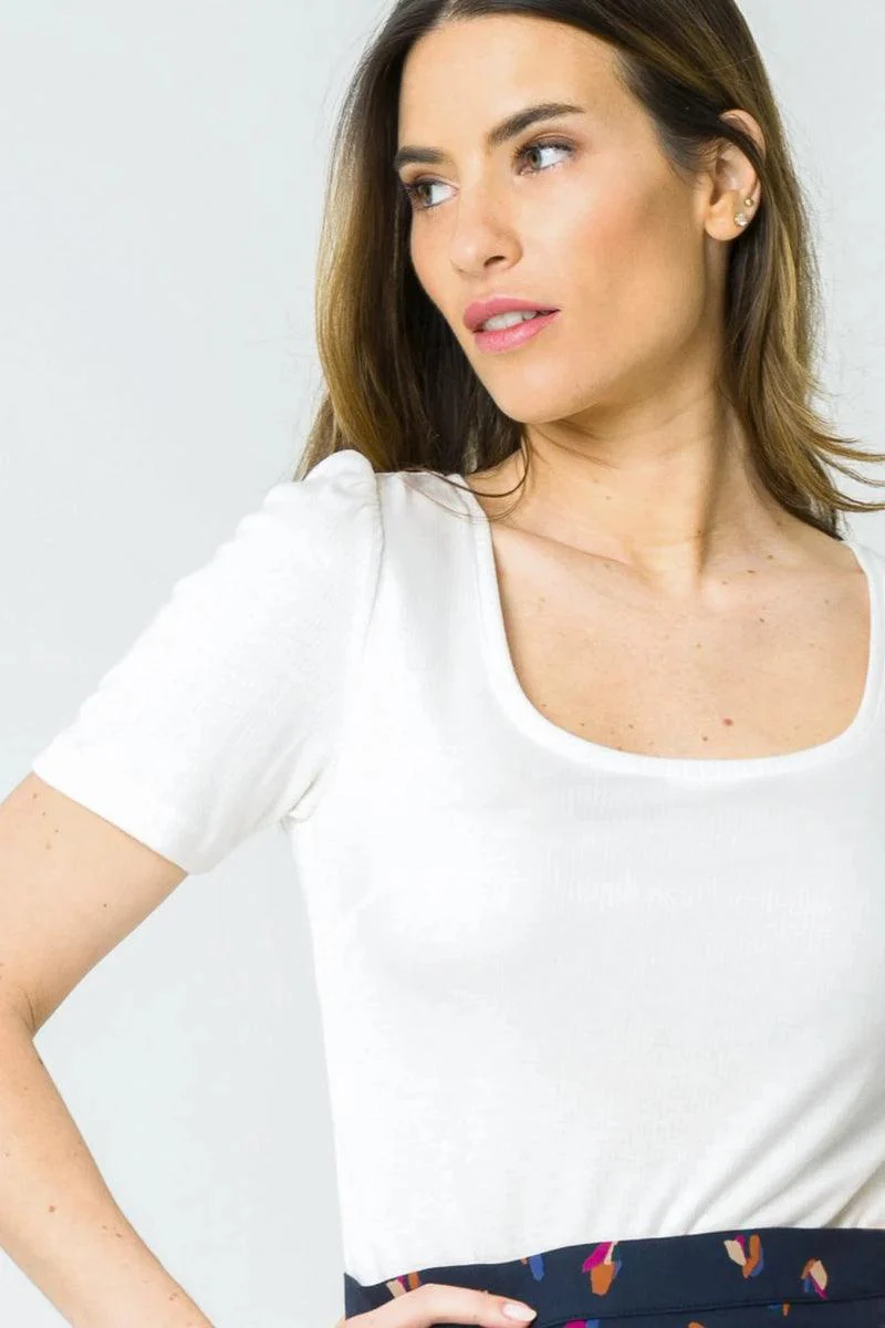 T-shirt col carré blanc - Hoya - Image 5