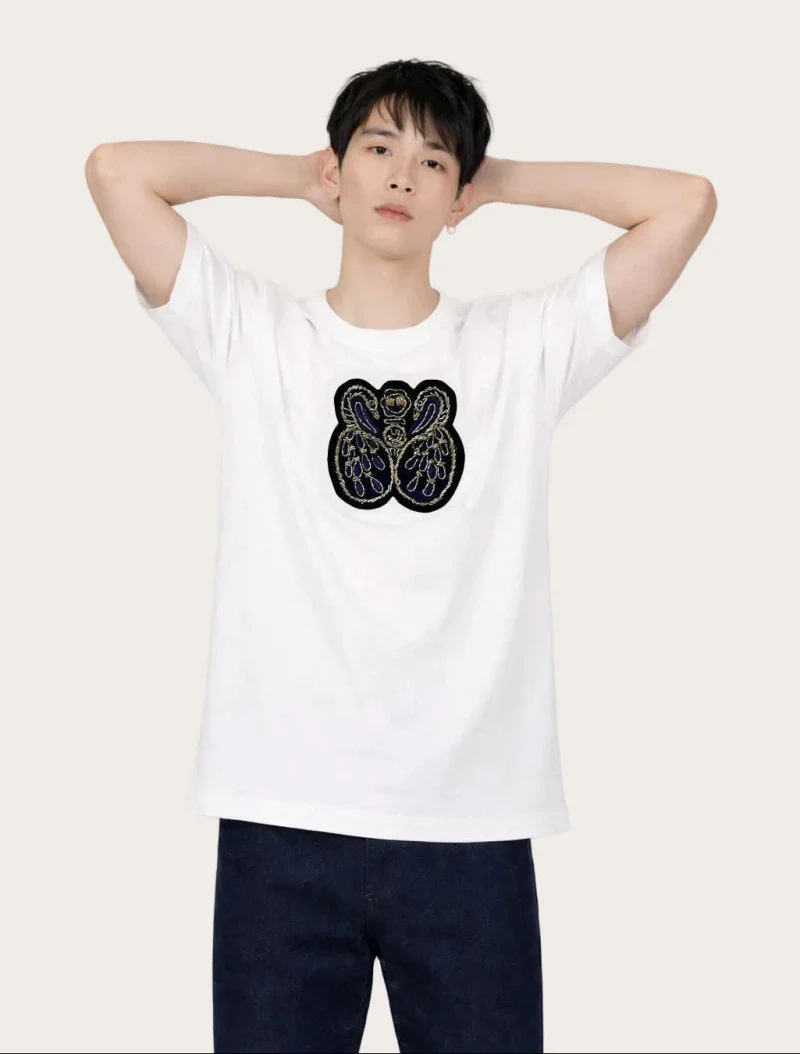 T-shirt en coton bio brodé - Océan blanc - Image 2