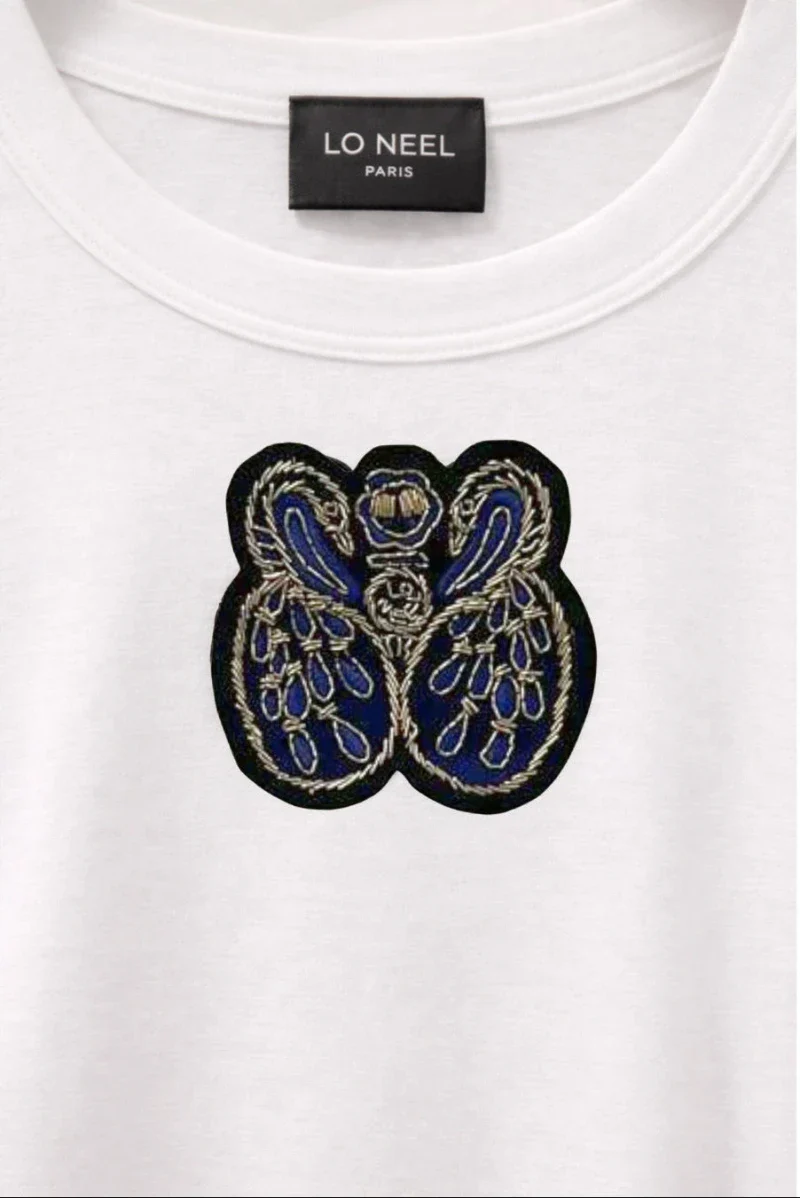 T-shirt en coton bio brodé - Océan blanc - Image 5