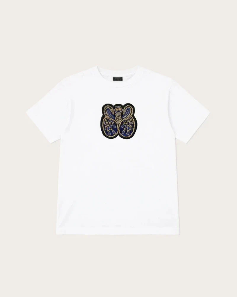 T-shirt en coton bio brodé - Océan blanc - Image 7