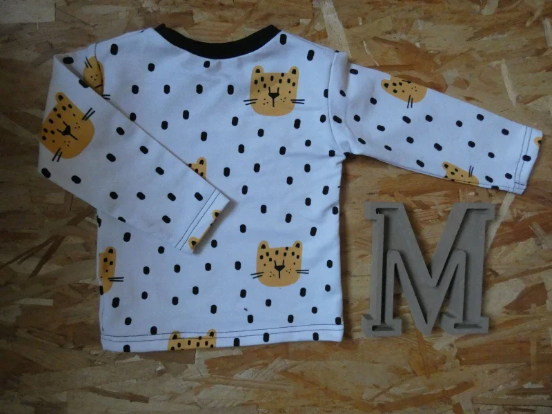 T-shirt manches longues fait main en France avec Imprimé Léopards - Image 3