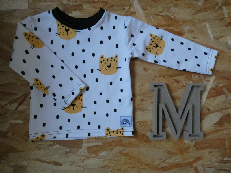 T-shirt manches longues fait main en France avec Imprimé Léopards - Image 4