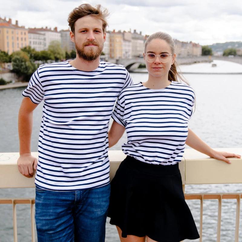 T-shirt marinière unisexe manches courtes en coton upcyclé - Image 17