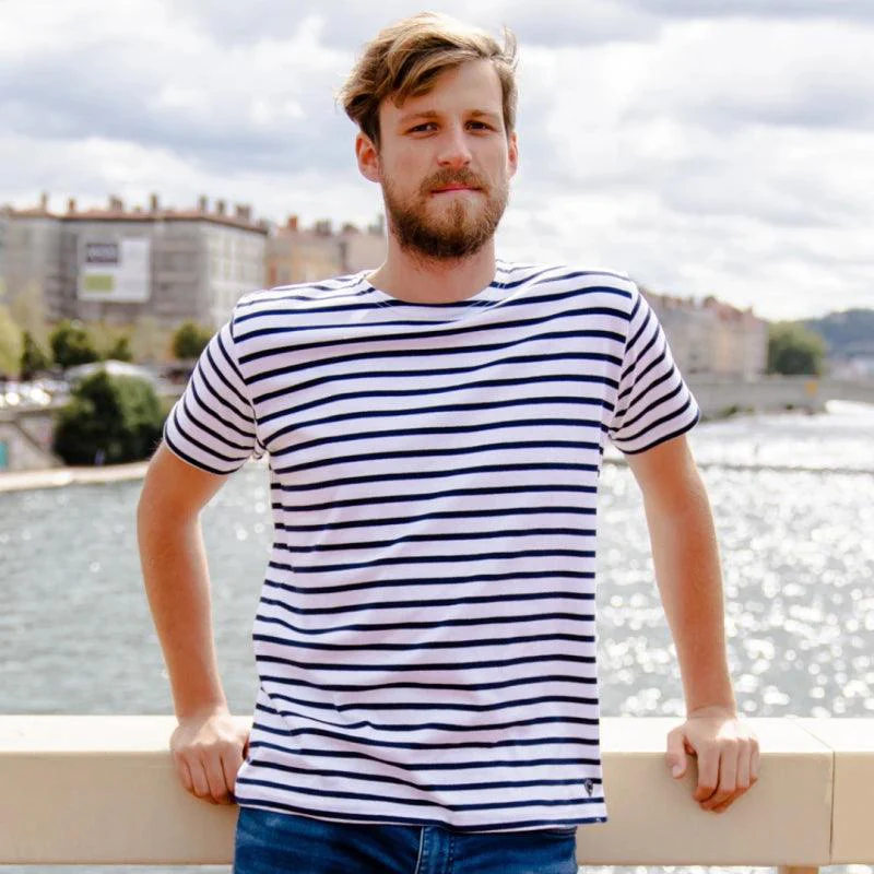 T-shirt marinière unisexe manches courtes en coton upcyclé - Image 4