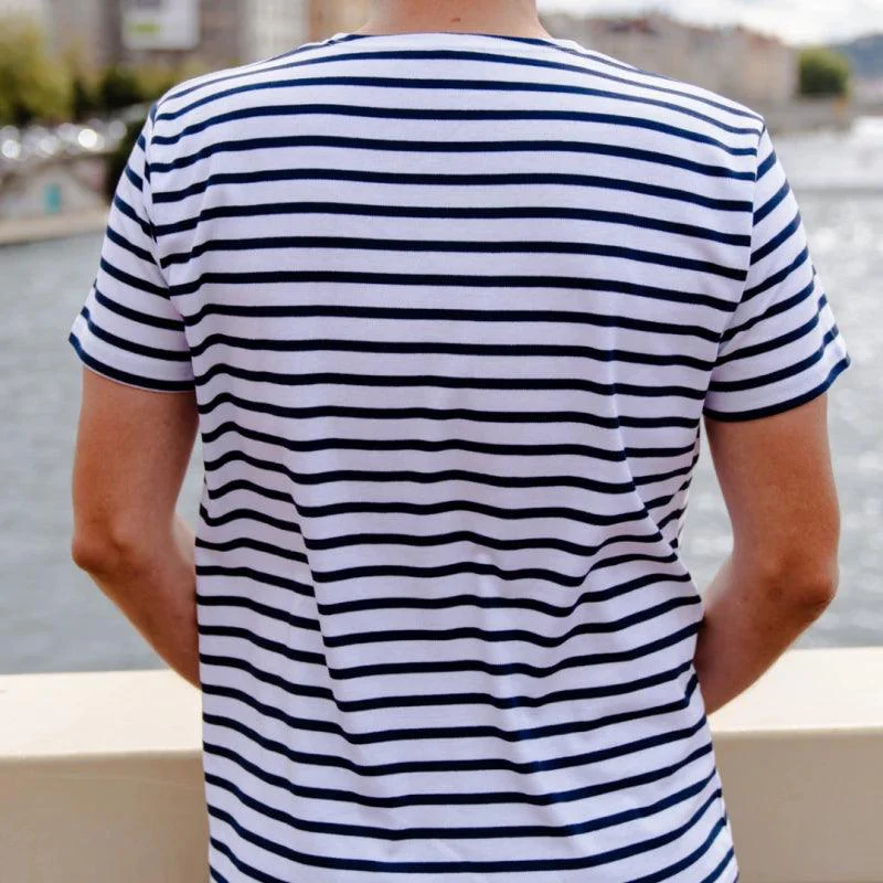 T-shirt marinière unisexe manches courtes en coton upcyclé - Image 9