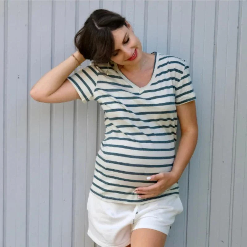 T-shirt femme col V 100% lin upcyclé - Image 12