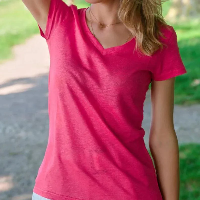 T-shirt femme col V 100% lin upcyclé - Image 21