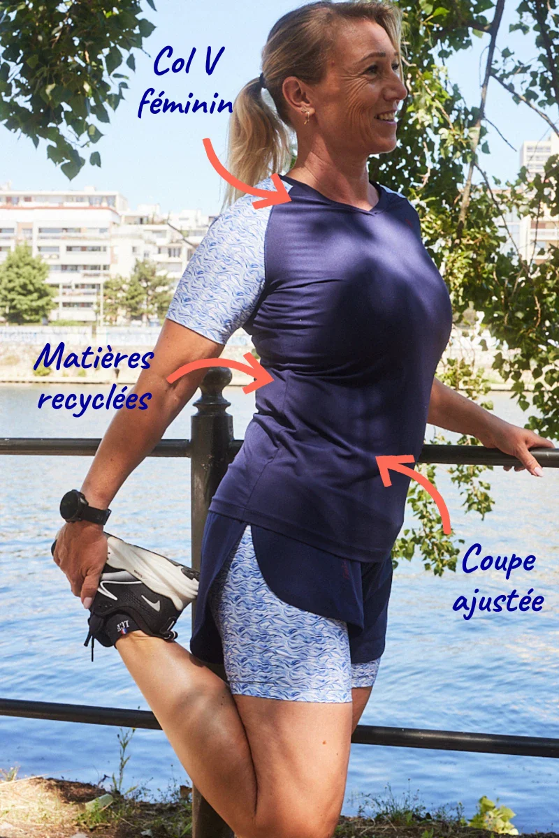 T shirt sport femme col V "Nouvelle Vague" - Image 10