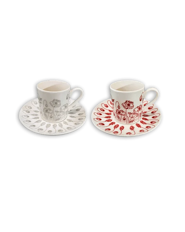 Tasse à café en porcelaine argentée - Poppy - Image 2