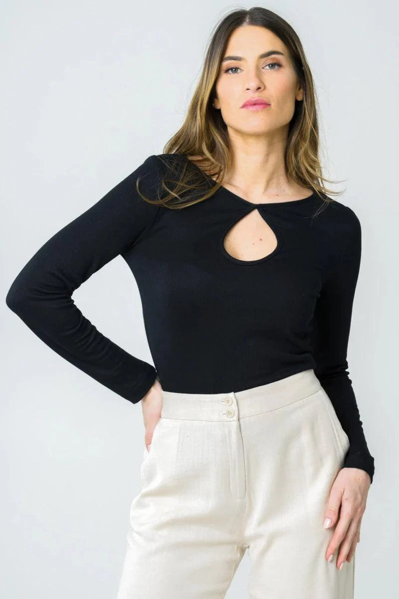 Top avec décolleté rond noir - Mehonia - Image 3