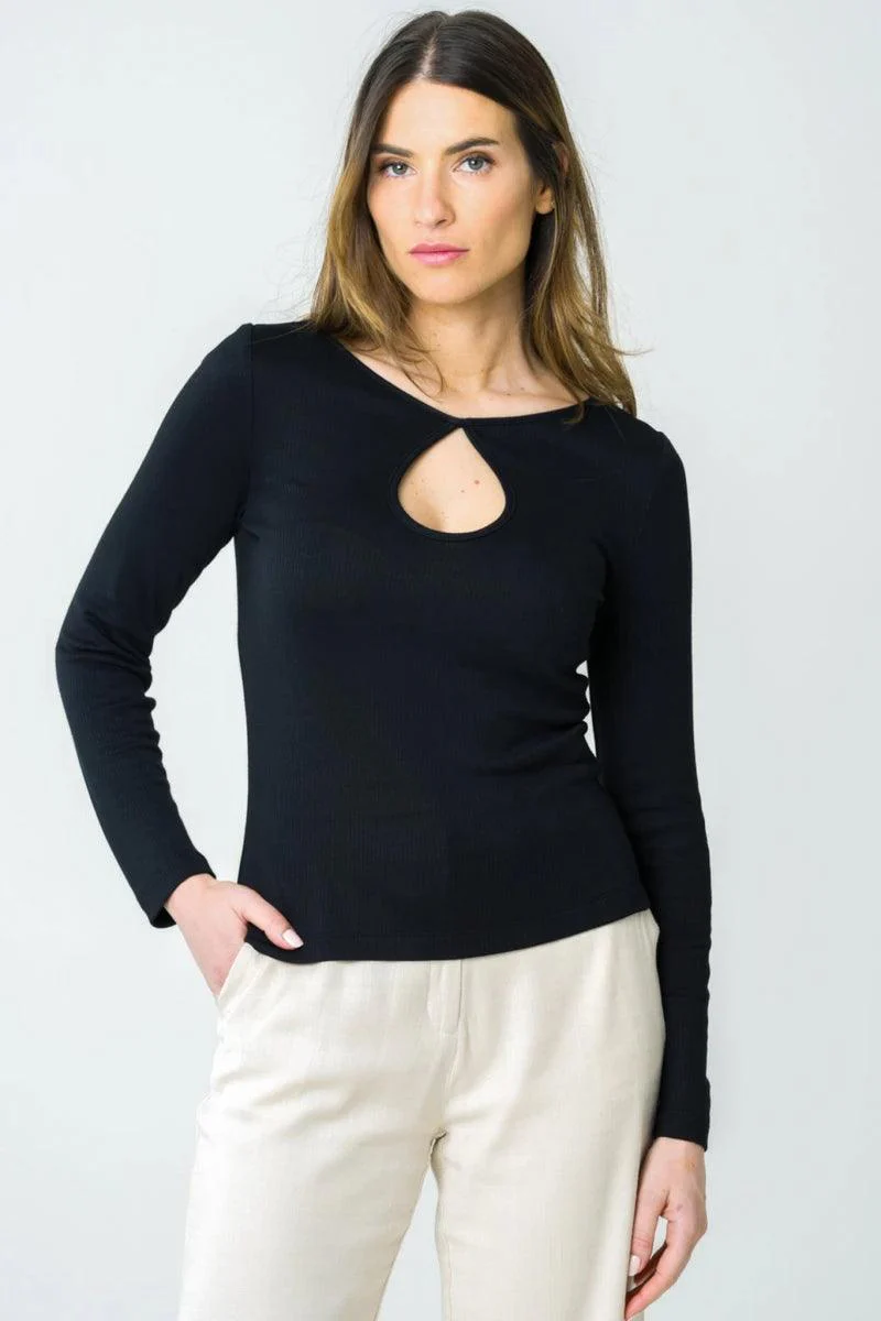 Top avec décolleté rond noir - Mehonia - Image 4