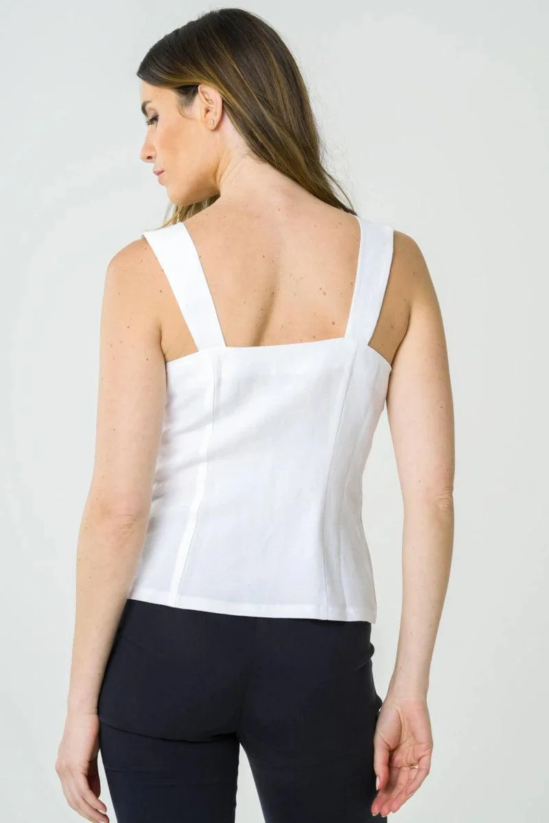 Top en lin blanc - Anémone - Image 3