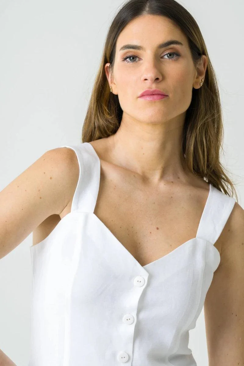 Top en lin blanc - Anémone - Image 4