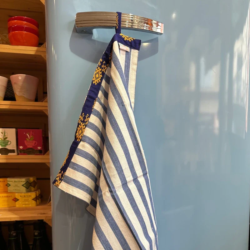 Torchon de cuisine bleu à rayures - Image 4