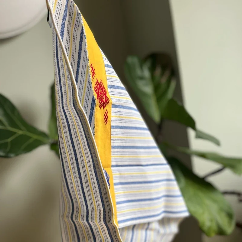 Torchon de cuisine WDC - Lignes bleues et jaunes - Image 2