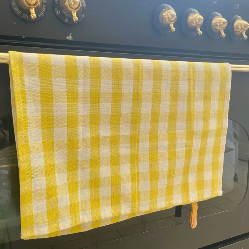 Torchon de cuisine jaune à carreaux - Image 5
