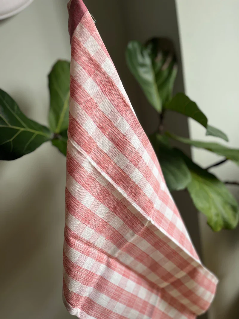Torchon de cuisine rose à carreaux - Image 2