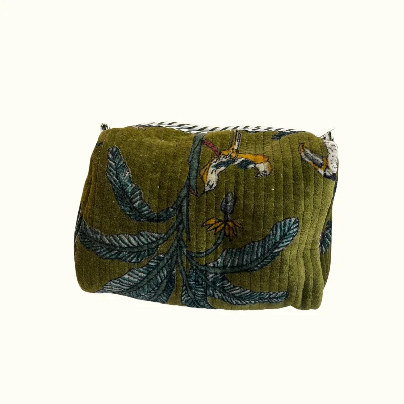 Trousse de toilette en velours matelassé – "Green safari" - Image 4